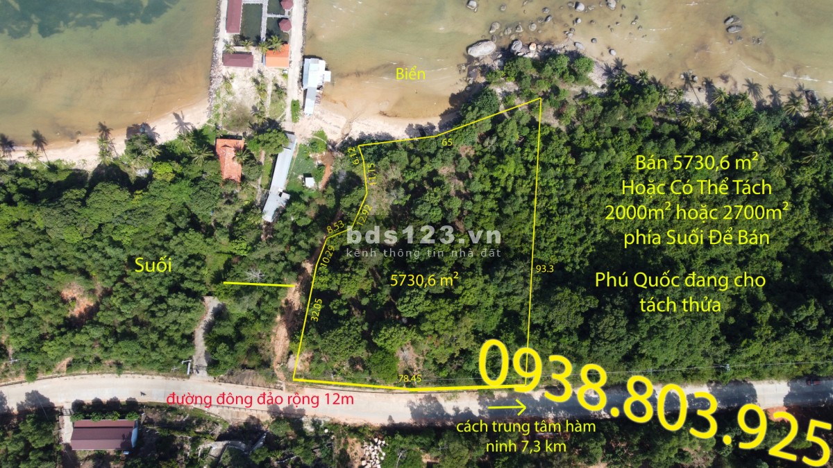 Bán 5730 m2 đất mặt tiền mặt biển Cây Sao, xã Hàm Ninh xây resort 0938 803 925