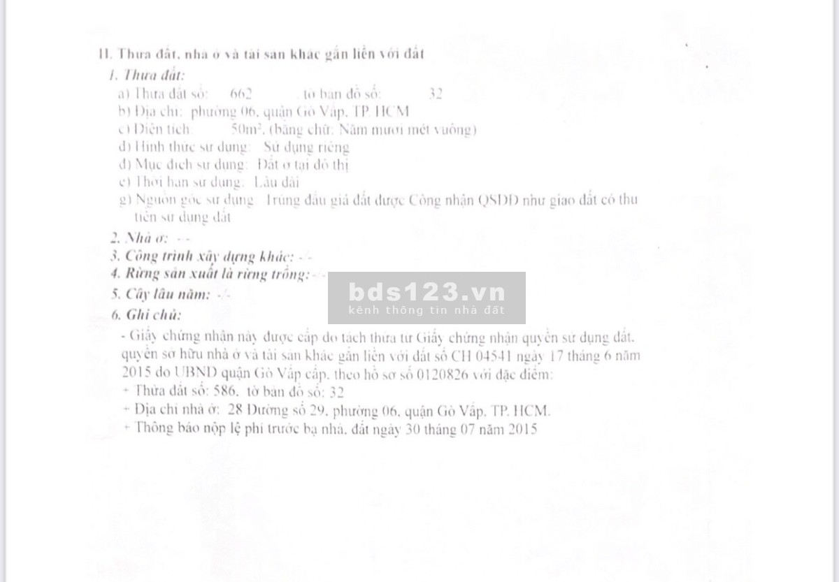 HXH tránh, khu phân lô, 87/30/4 đường số 27 P6 GV, 5mX10m=4.8tỷ. Liên hệ 0778148150