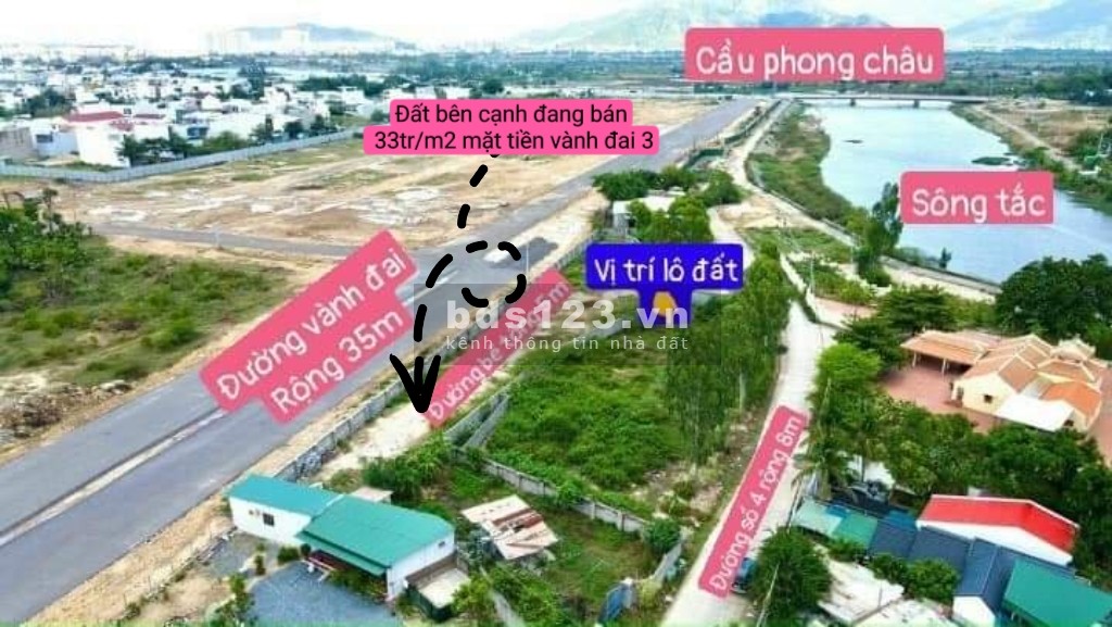 Đất 2 mặt tiền sau lưng KĐT lớn, cạnh mặt tiền vành đai 3 TP Nha Trang đang khởi công.