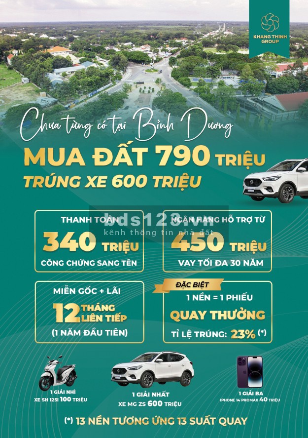 Bán lo đất ngay Bình Dương chỉ cần thanh toán 340tr