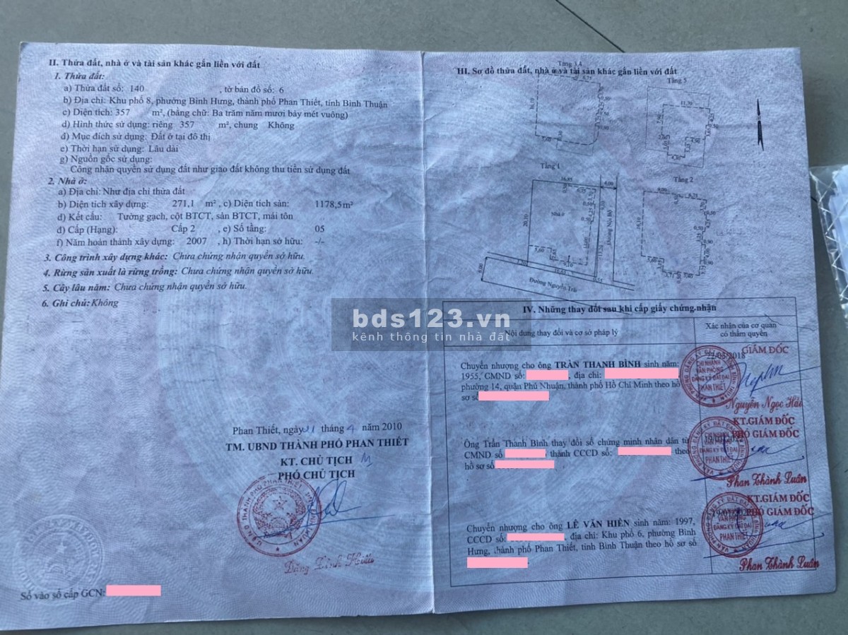 Cần bán khách sạn trung tâm thành phố phan thiết, 34 phòng. diện tích đất 357m2 odt. 5 tầng