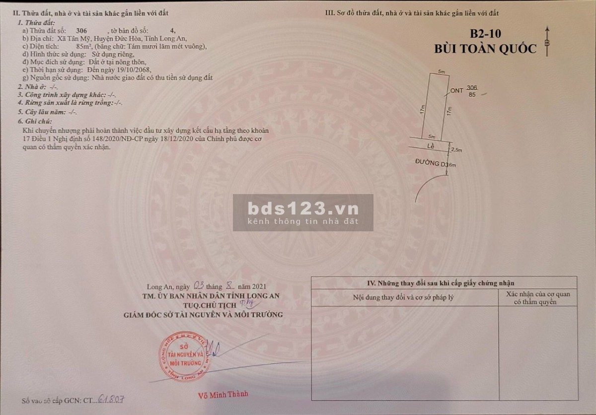 Bán gấp 2 nền đất liền kề 10x17 full thổ cư chỉ 985TR Đức Hòa Long An