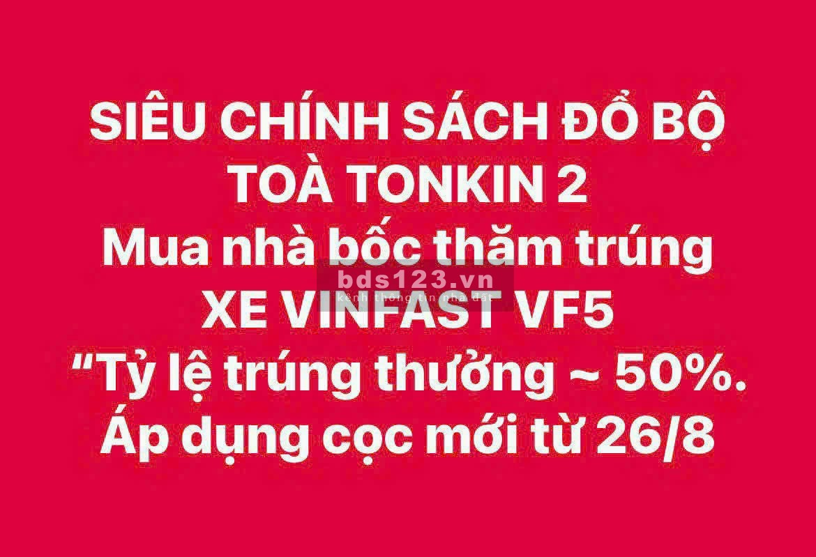Tặng ô tô VF5 khi mua căn hộ 2N2WC 73m² tòa TK2 view cv nội khu Vinhomes Smart City, Hà Nội giá 4 tỷ
