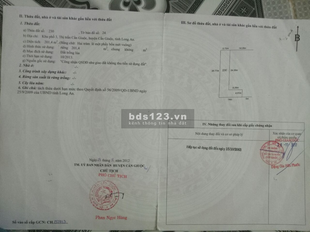 Chính chủ cần bán 400m thổ mặt tiền Nguyễn An Ninh, thị trấn Cần Giuộc