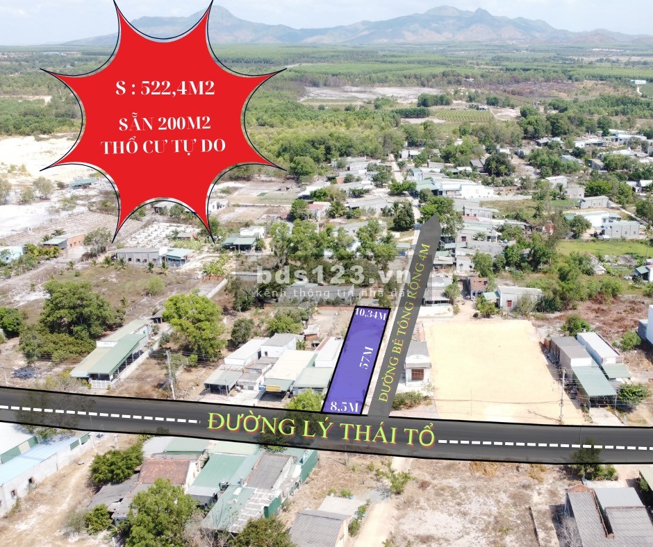 Bán đất lô góc 8,5 x 57m, MT nở hậu 10m, có sẵn 200m² thổ cư, Lý Thái Tổ giá rẻ 4,5 tỷ