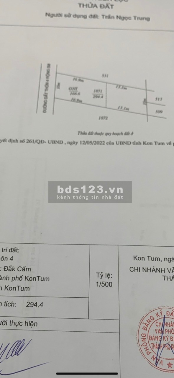 Bán đất diện tích 300m2 thổ cư 166m2 giá đầu tư dân cư đông điện nước máy đầy đủ