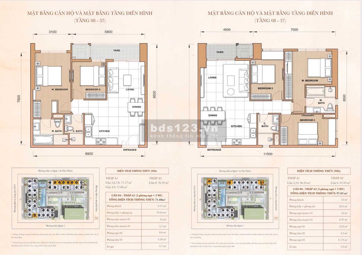 Trùm giỏ hàng chuyển nhượng bán căn hộ The Grand Manhattan quận 1; 2PN= 8.397 tỷ; 3PN= 13 tỷ
