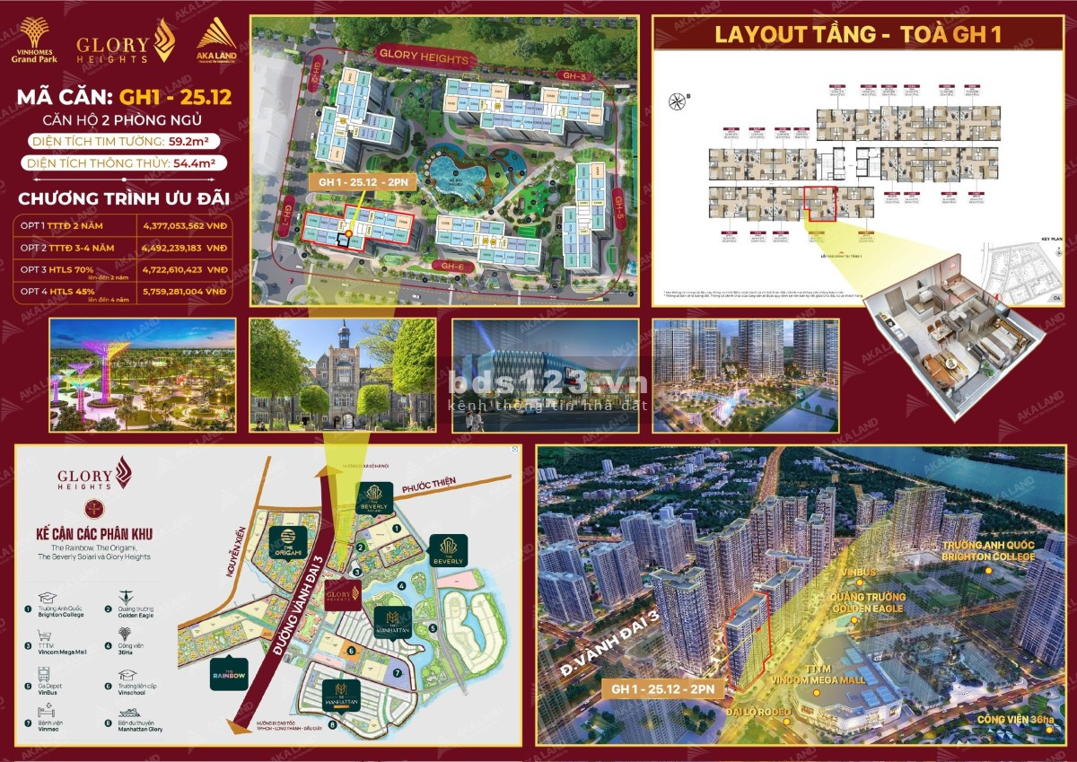 Siêu hot! 10 căn hộ 2PN - 2.9 tỷ Sở hữu Glory Heights chỉ 260 triệu nhận nhà, 0% lãi suất 48 tháng