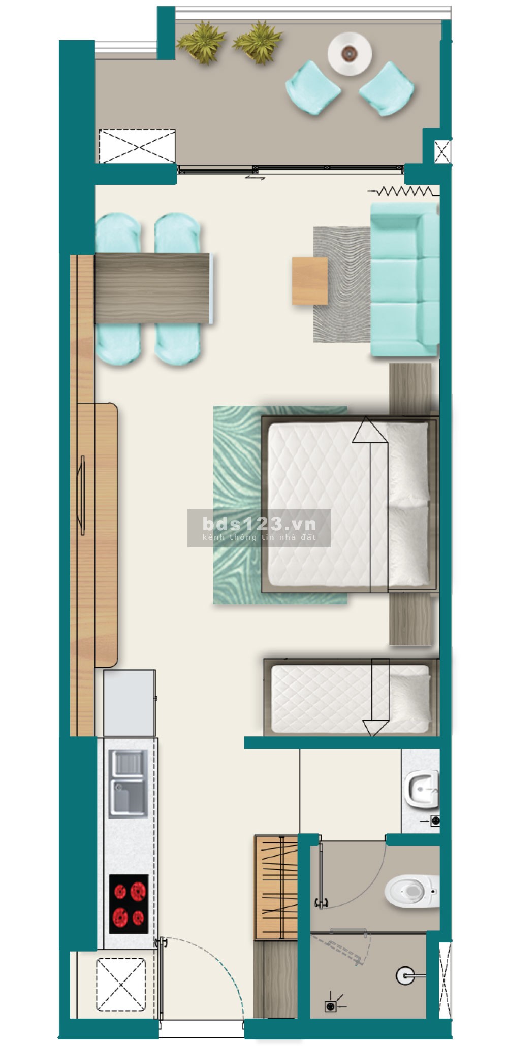 Chính chủ bán lỗ 800 triệu, giá chỉ còn 1,8 tỷ căn hộ 2 phòng ngủ 65m² bàn giao full nội thất