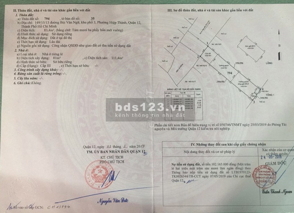 Bán nhà riêng hẻm lớn xe tải đường Bùi Văn Ngữ, Phường Hiệp Thành, Q12, giá 4,7 tỷ
