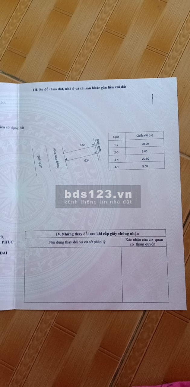 Bán lô đất D37 Cầu Đỏ, Đạo Tú, Tam Dương. DT 100m2