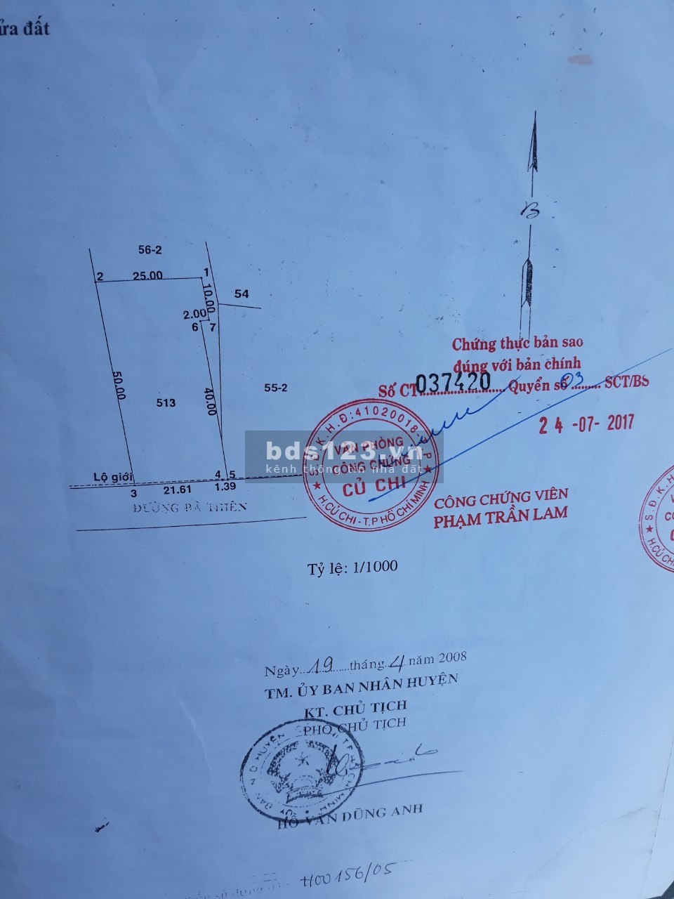 Bán 1150m2 đất mặt tiền đường Bà Thiên xã Nhuận Đức h Củ Chi