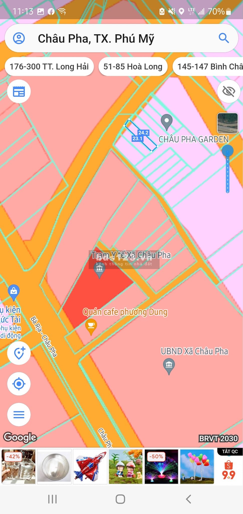 Chủ giảm giá sâu bán nhanh lô đất thổ cư 121m2 tại trung tâm Châu Pha, Phú Mỹ, Bà Rịa Vũng Tàu