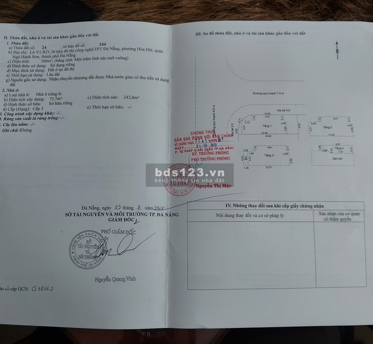 Bán nhà 2 mặt tiền, nằm ngay trục chính khu đô thị FPT Đà Nẵng