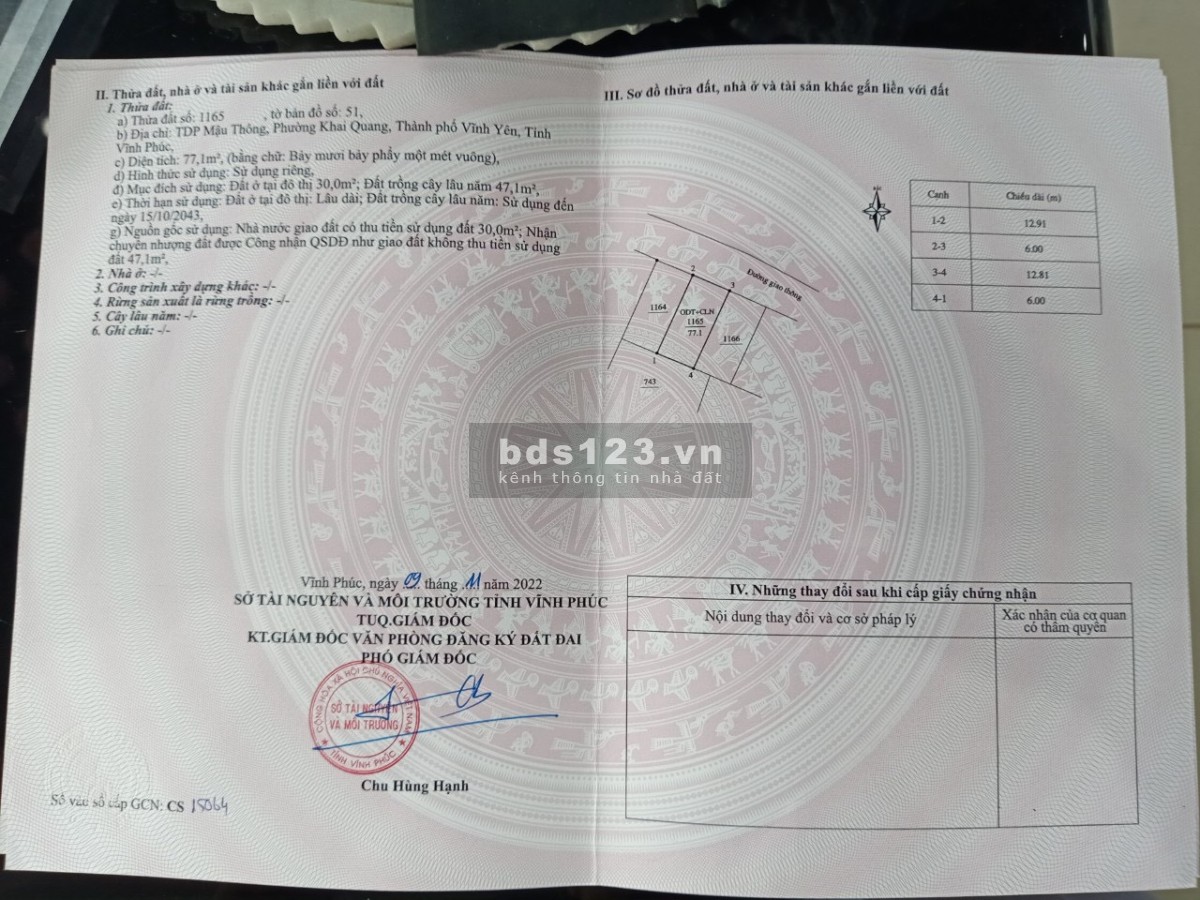 Bán 3 lô đất liền nhau tại Mậu Lâm, Khai Quang, Vĩnh Yên