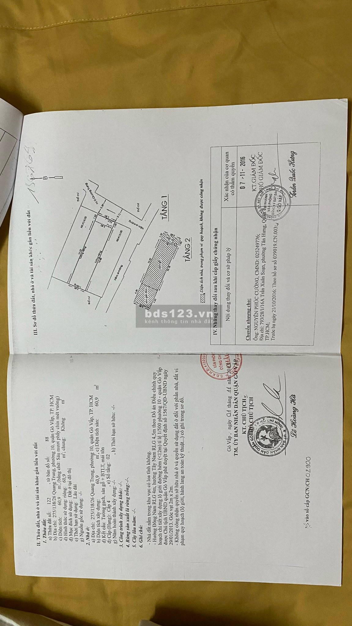 Bán nhà ngay Chợ Hạnh Thông Tây hẻm Quang Trung Diện tích 4 x 15m, xây 1 trệt 1 lầu giá 4,68 tỷ