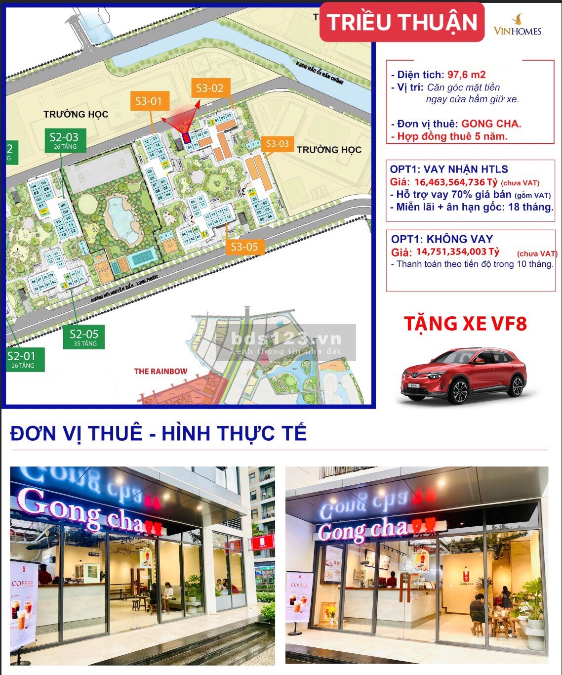 Bán shophouse căn góc 2 mặt tiền Vinhomes Grand Park, giá: 14,255 tỷ, có sẵn hợp đồng thuê 5-10 năm