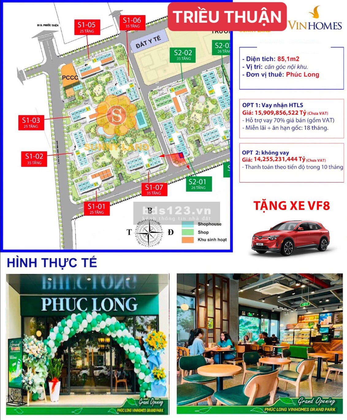 Bán shophouse căn góc 2 mặt tiền Vinhomes Grand Park, giá: 14,255 tỷ, có sẵn hợp đồng thuê 5-10 năm