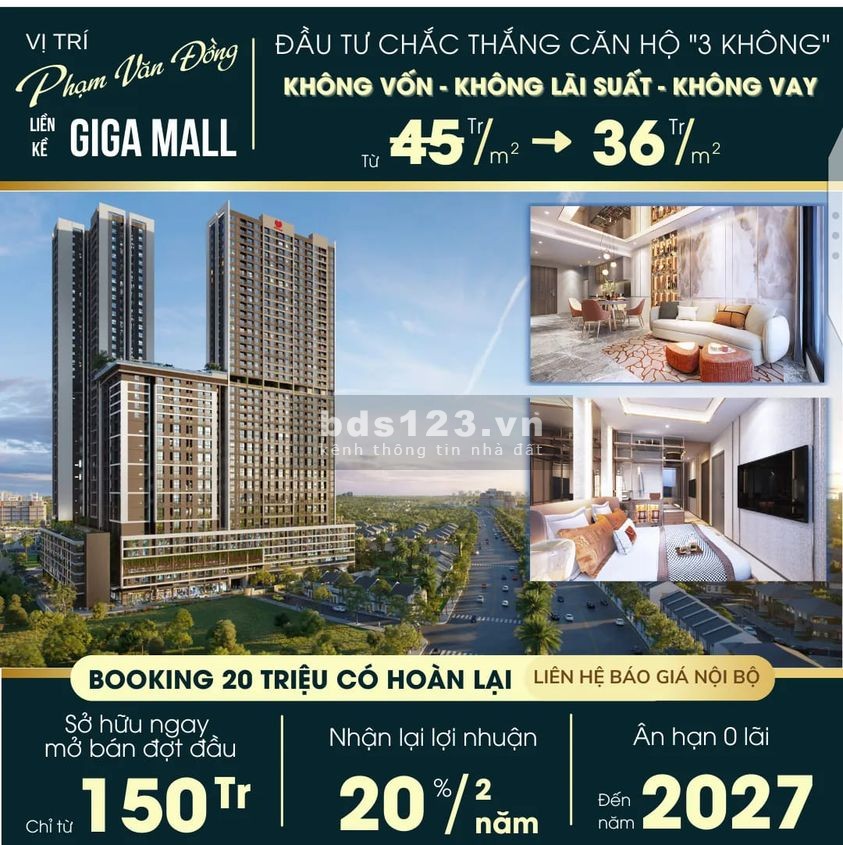 Bán căn hộ Picity Sky Park với chính sách lợi nhuận 20% sau 2 năm