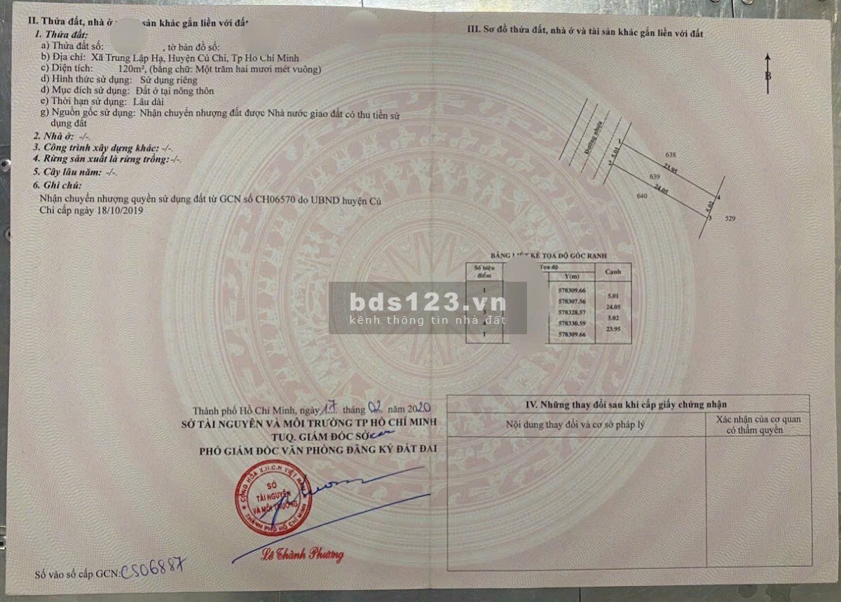 Bán 120m full thổ cư đường Nguyễn Thị Rành , Trung Lập Hạ Củ Chi giá rẽ