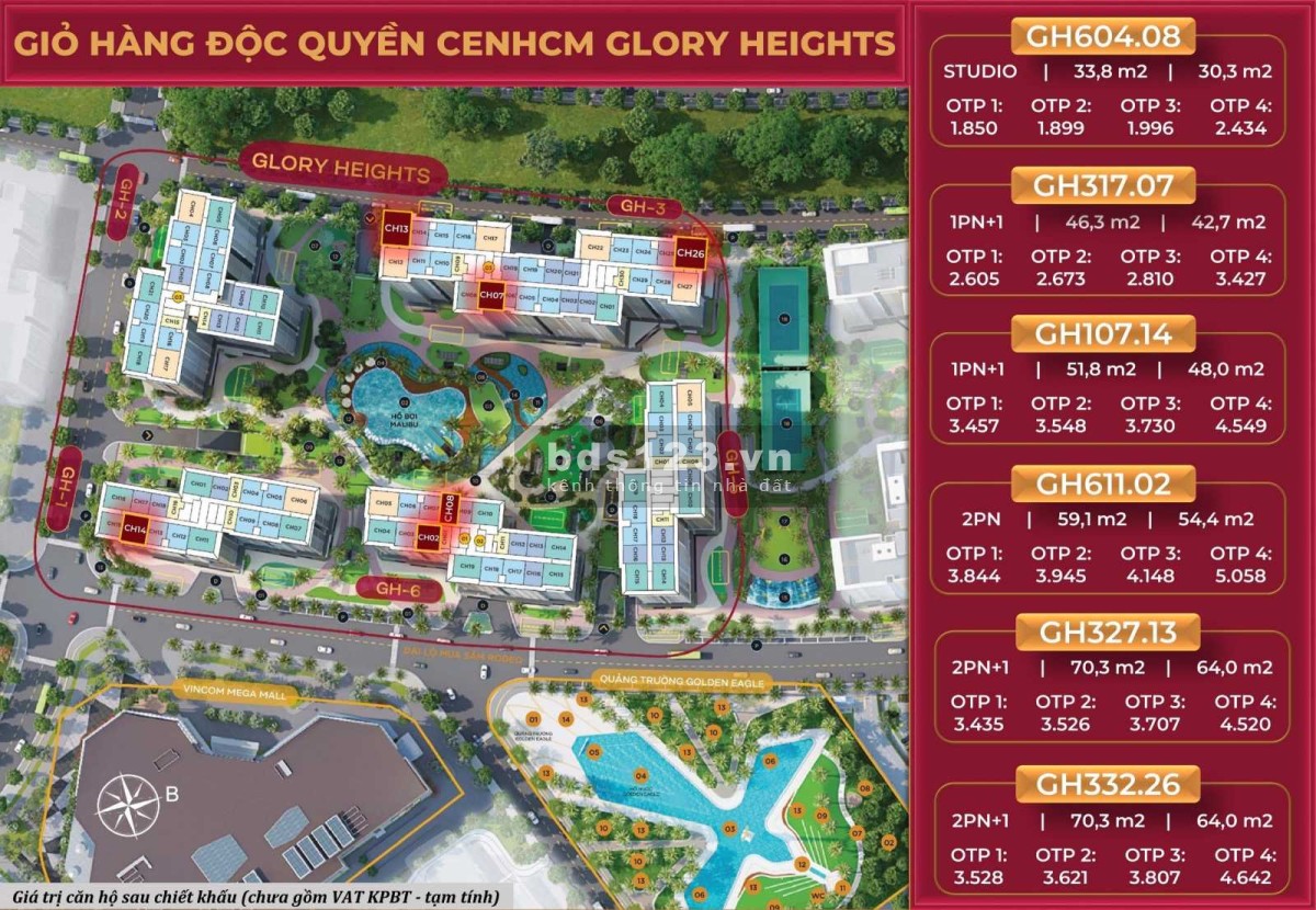 Chuyên bán căn hộ 2pn Vinhomes phân khu Glory Heights giá tốt chỉ từ 2 tỷ 6. Thanh toán 2-3 năm