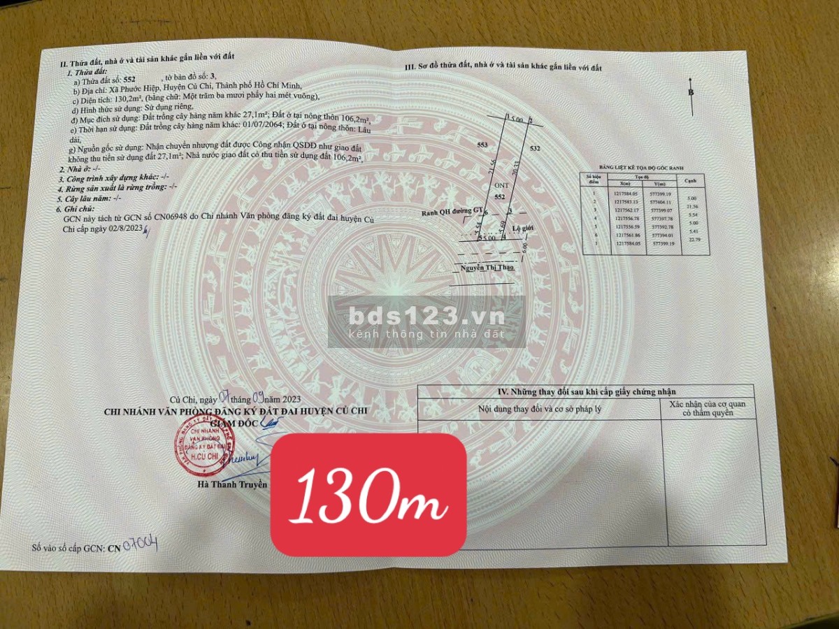 Chỉ cần 800 triệu sở hưu lô đất MT đường nhựa sổ hồng riêng ngay Thị Trấn Củ Chi