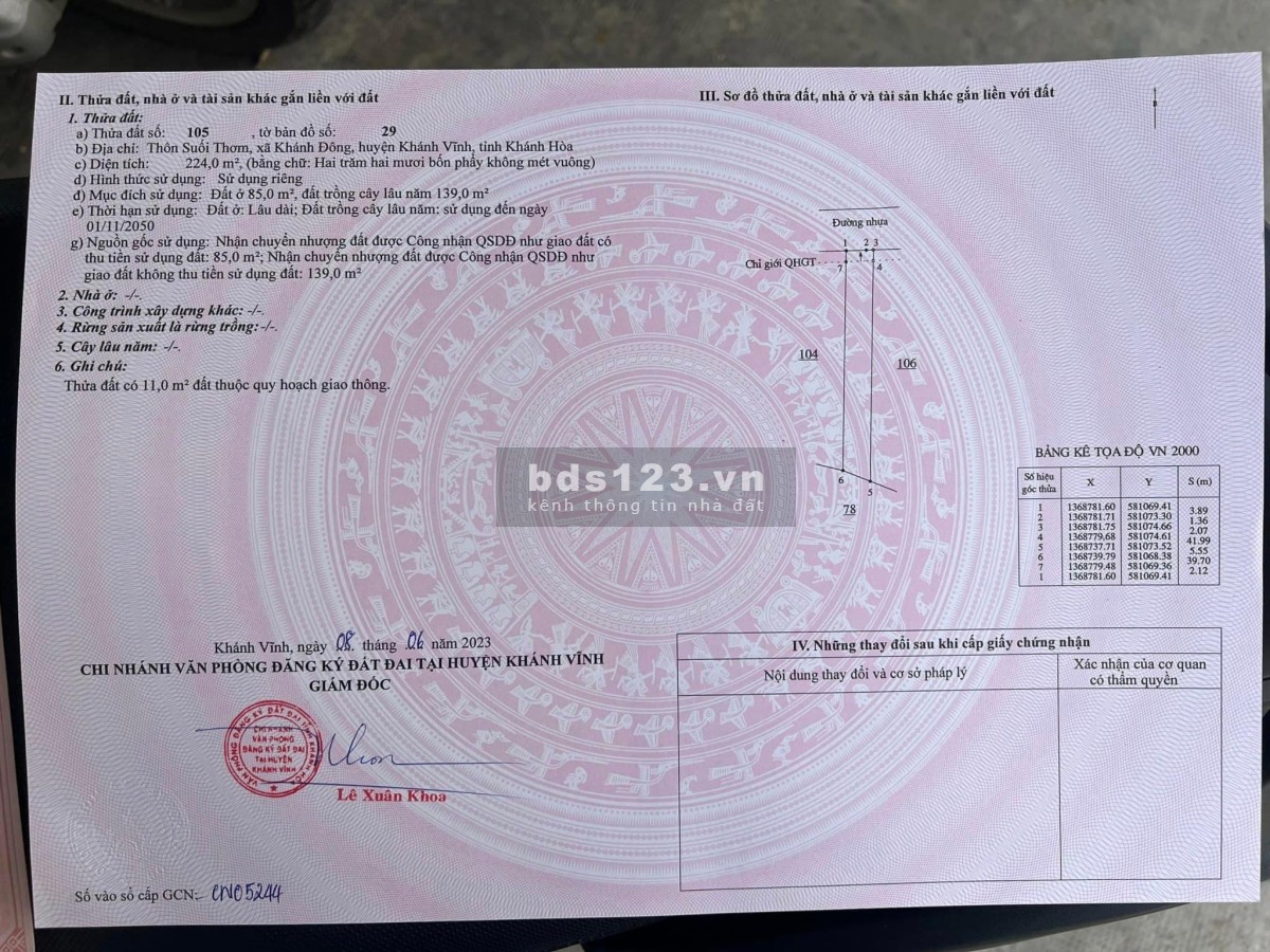 Đất Khánh Đông Mặt Tiền Đường Nhựa- Sổ Hồng Trao Tay