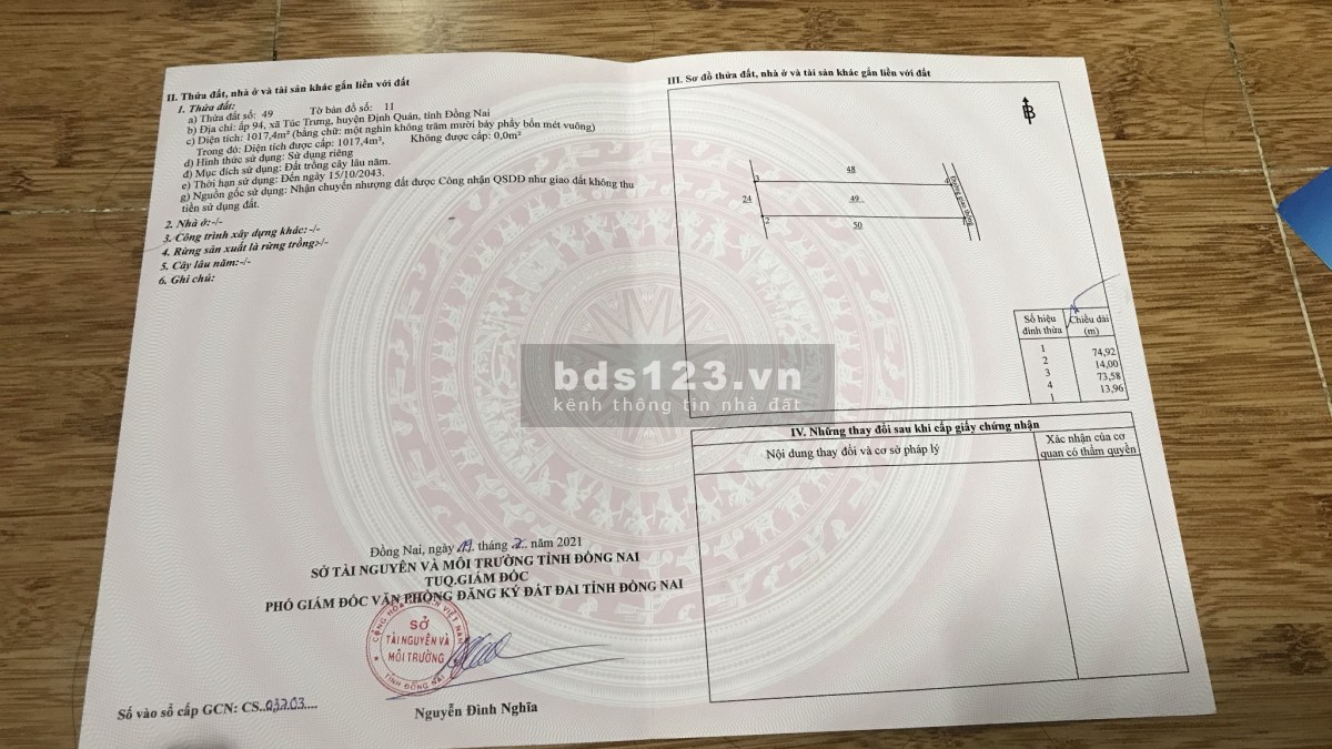 Chính chủ cần bán đất vườn xã Túc Trưng 750 triệu/sào gần Hồ Trị An, gần KDL sinh thái La Ngà