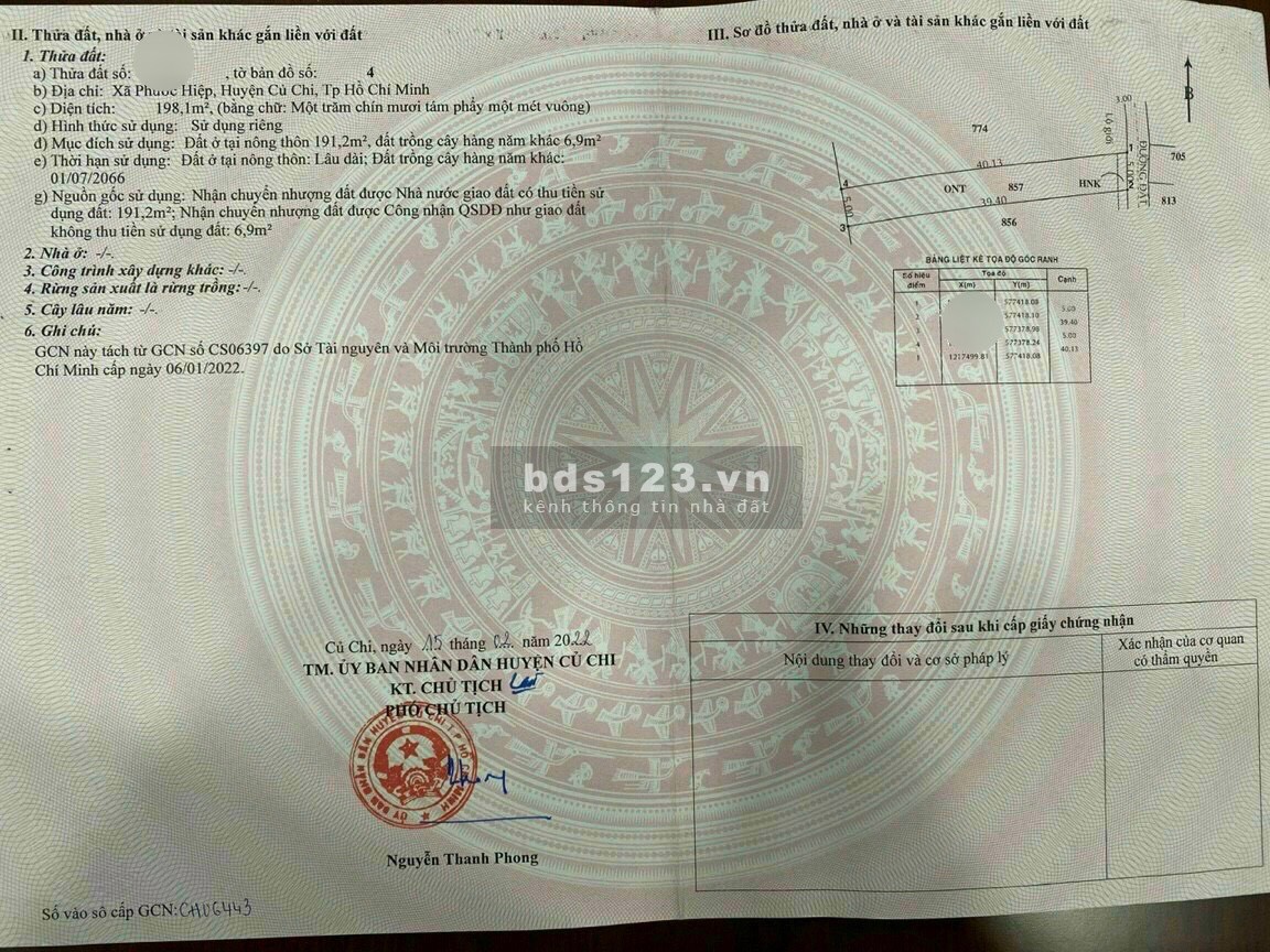 Bán gấp 2 lô đất liền kề 195m full thổ 1 sẹc đường Cây Trôm Phước Hiệp Củ Chi giá chỉ 1 tỷ nền