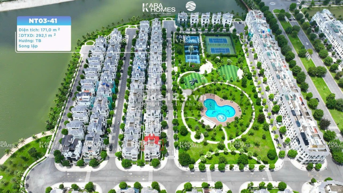 Biệt thự song lập Ngọc Trai 171m2 view, trước mặt là bể bơi, công viên, căn áp góc mà giá chỉ 3x tỷ
