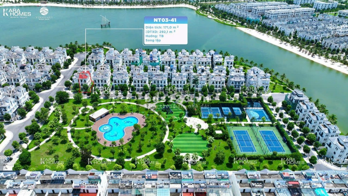 Biệt thự song lập Ngọc Trai 171m2 view, trước mặt là bể bơi, công viên, căn áp góc mà giá chỉ 3x tỷ