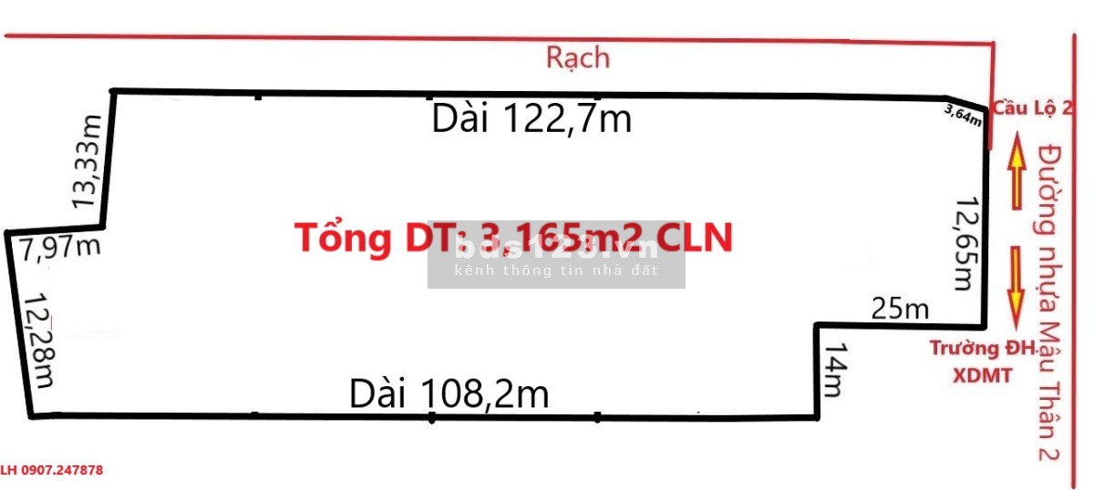 Bán đất VIP mặt tiền đường Mậu Thân 2, Vĩnh Long 3165m2