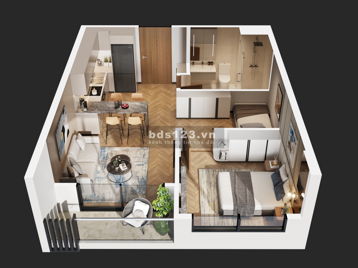 Bán gấp căn hộ 1n+1 51m tòa B Masteri - Vin Smart City tầng cao cạnh bể bơi cực chill giá 2.6 tỷ