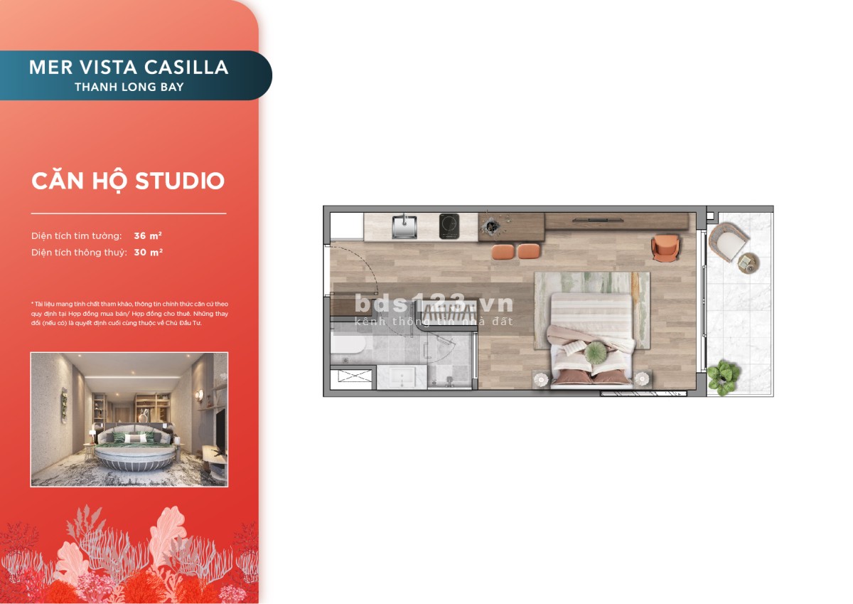 Căn hộ Studio tại khu đô thị biển Thanh Long Bay. Cam kết mua lại với lợi nhuận 8%/năm từ CĐT.