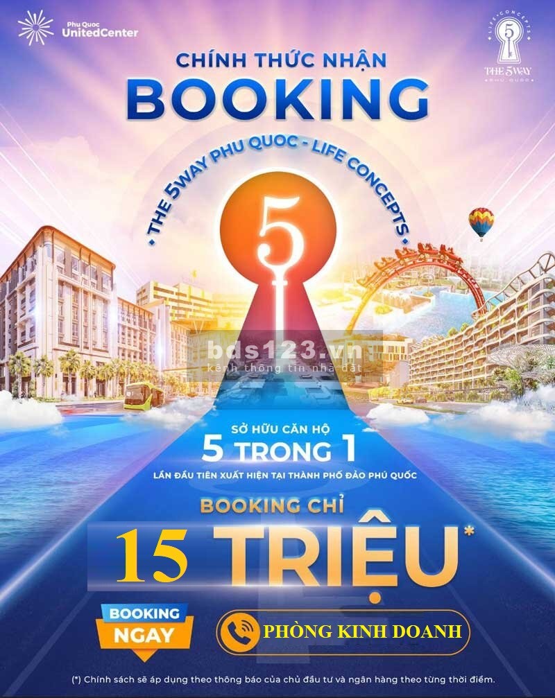 Vinhomes - The 5 Way Phú Quốc, căn hộ studio, 1 PN, 2 PN, giá từ 1.5 tỷ đồng, đầy đủ nội thất