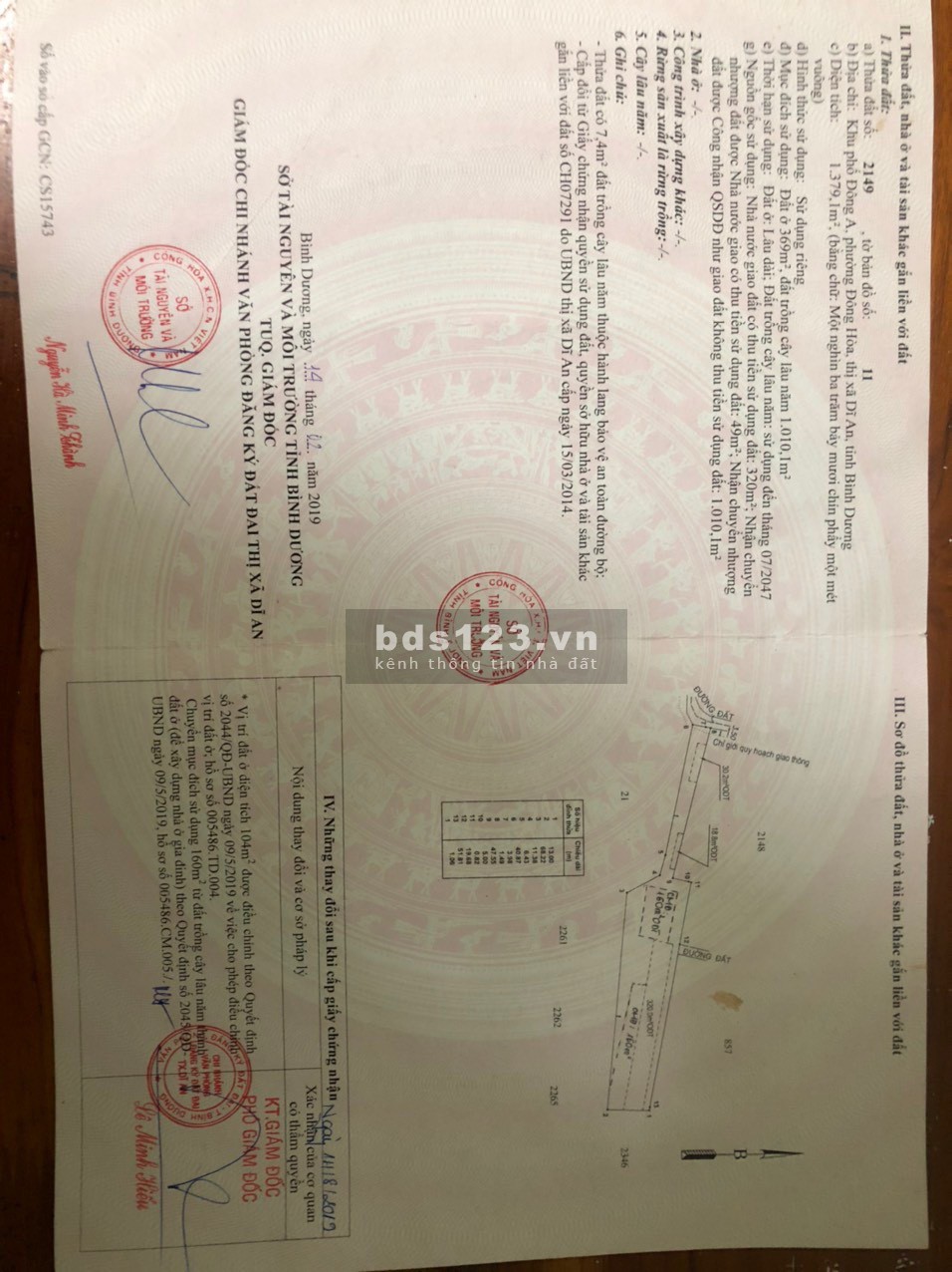 Chính chủ cần bán lô đất thổ cư 1400m2 tại đường Nguyễn Hữu Cảnh, phường Đông Hoà, thành phố Dĩ An.