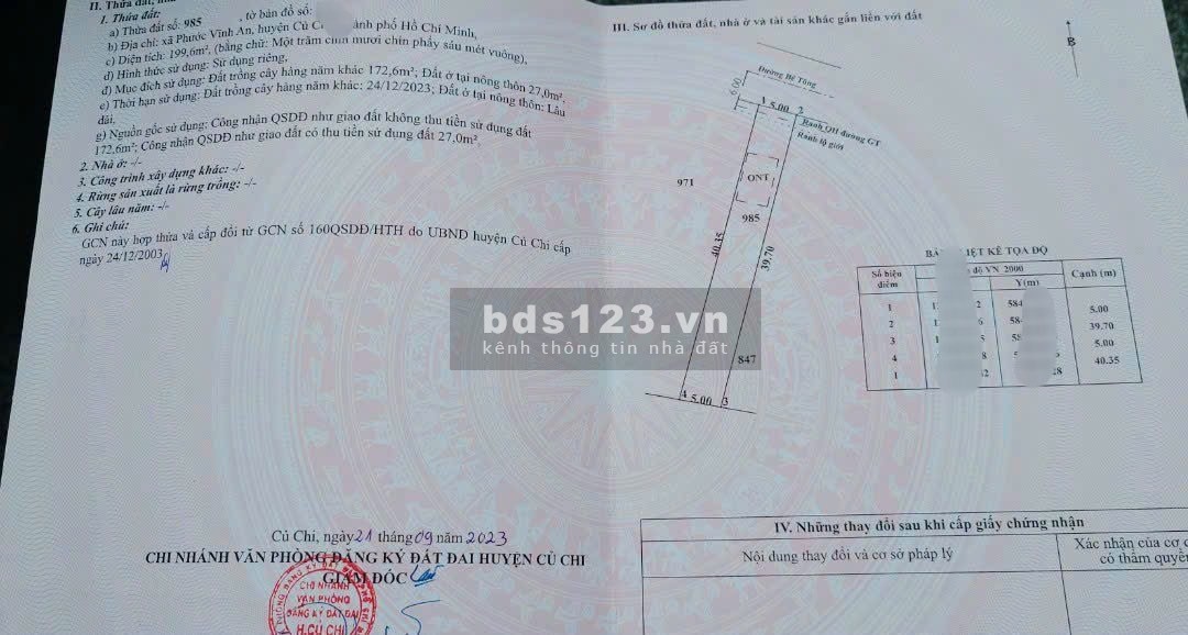 Bán lô đất gần 200m2 chỉ 570 triệu đường 406, Phước Vĩnh An, Củ chi, SHR sẵn