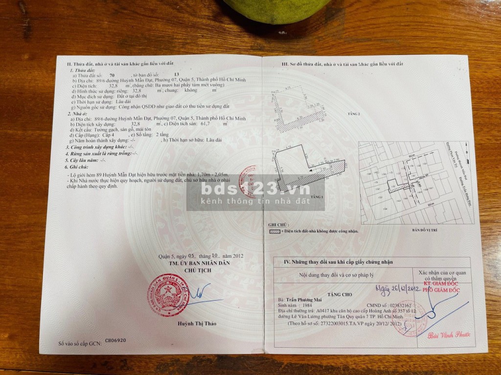 Bán nhà hẻm Huỳnh Mẫn Đạt P7 Q5 1 trệt 2 lầu nhà mới giao ngay
