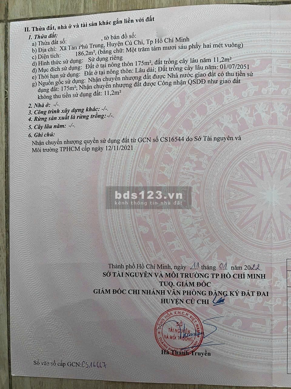 640 triệu Bán đất 186m2 tặng nhà xưởng Đường Số 93, Tân Phú Trung, Củ Chi.
