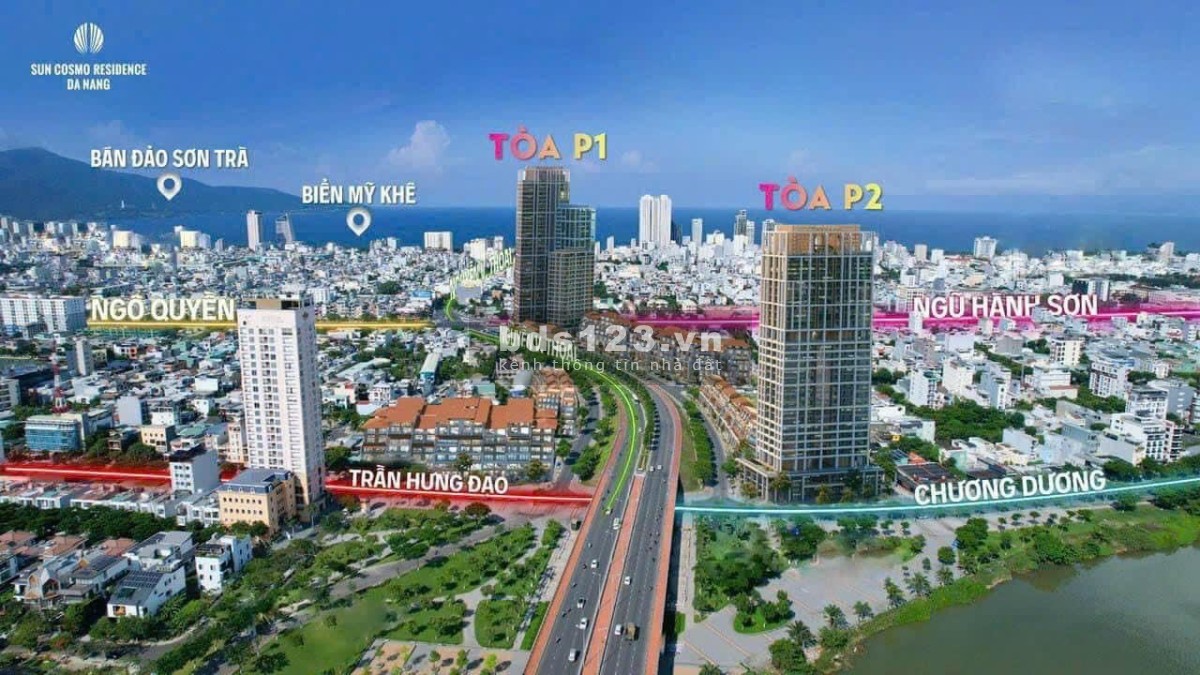 Căn 3PN duy nhất tại toà P2 Sun Cosmo Residence tầng 12 view sông Hàn diện tích 99,6m2