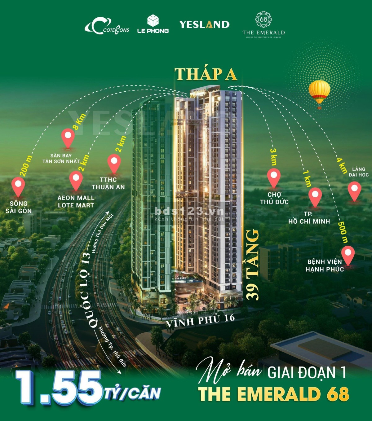 Căn hộ The Emeral 68 2 mặt view sông tt hiếm có sát vách SG chỉ 30% nhận nhà pháp lý vững chắc 1.xtỷ