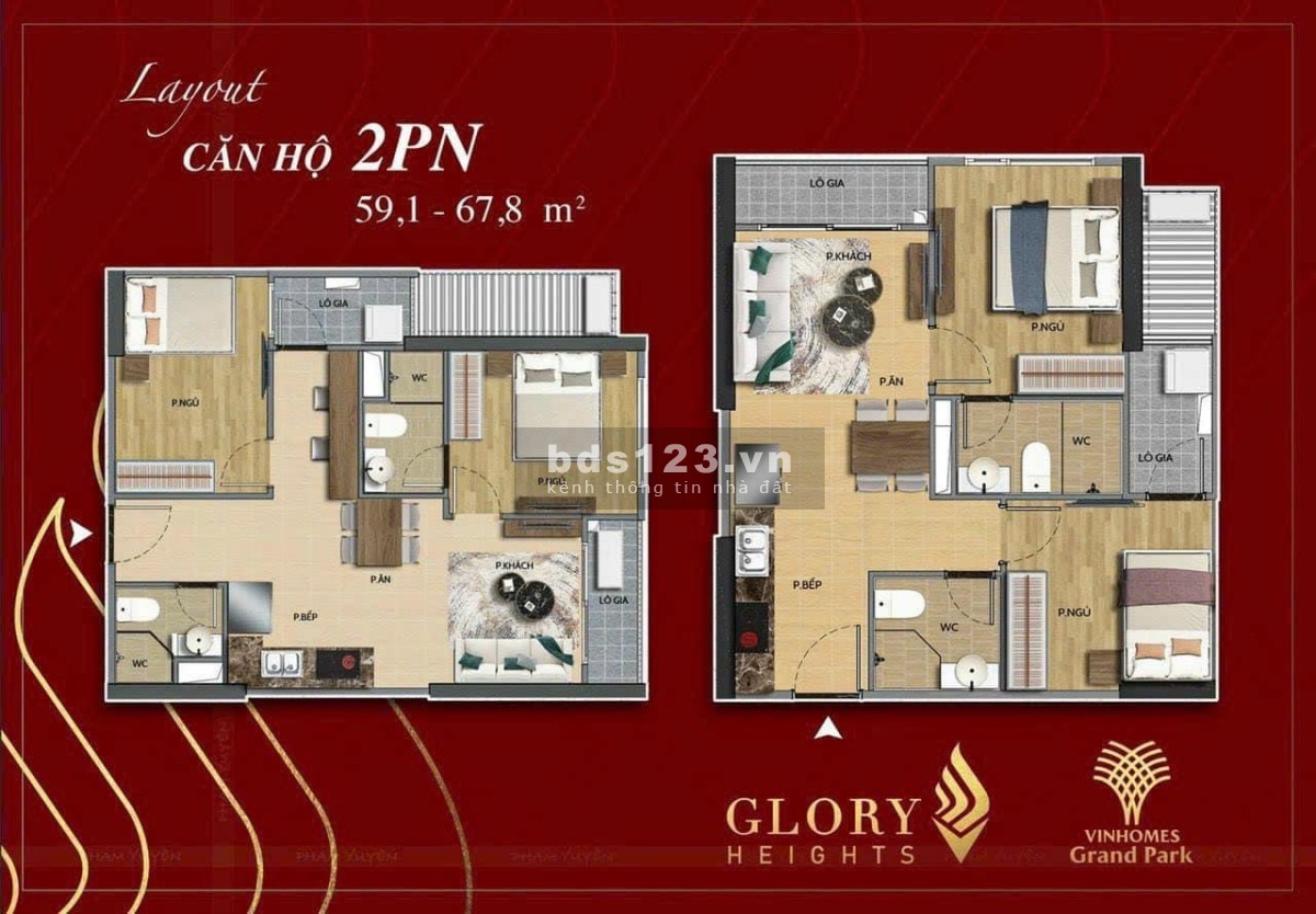 Suất nội bộ Glory Heights studio-1,67tỷ, 1PN+1-1,9 tỷ, 2PN-2.3tỷ, 2PN+1-3,2 tỷ 3PN-3,9tỷ. CK 10%