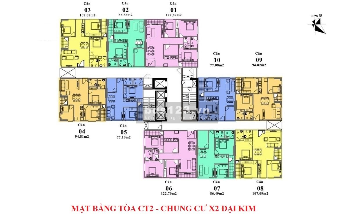 Bán căn hộ góc 08, 107m², BC Đông Nam, tòa CT2 chung cư X2 Đại Kim, giá 32 triệu/m². LH 0903222591