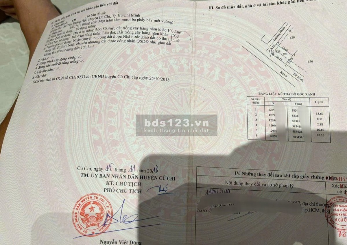 Nhà cấp 4, 2 mặt tiền, 184m2, đường số 7, Tân Thông Hội, Củ CHi, 630tr