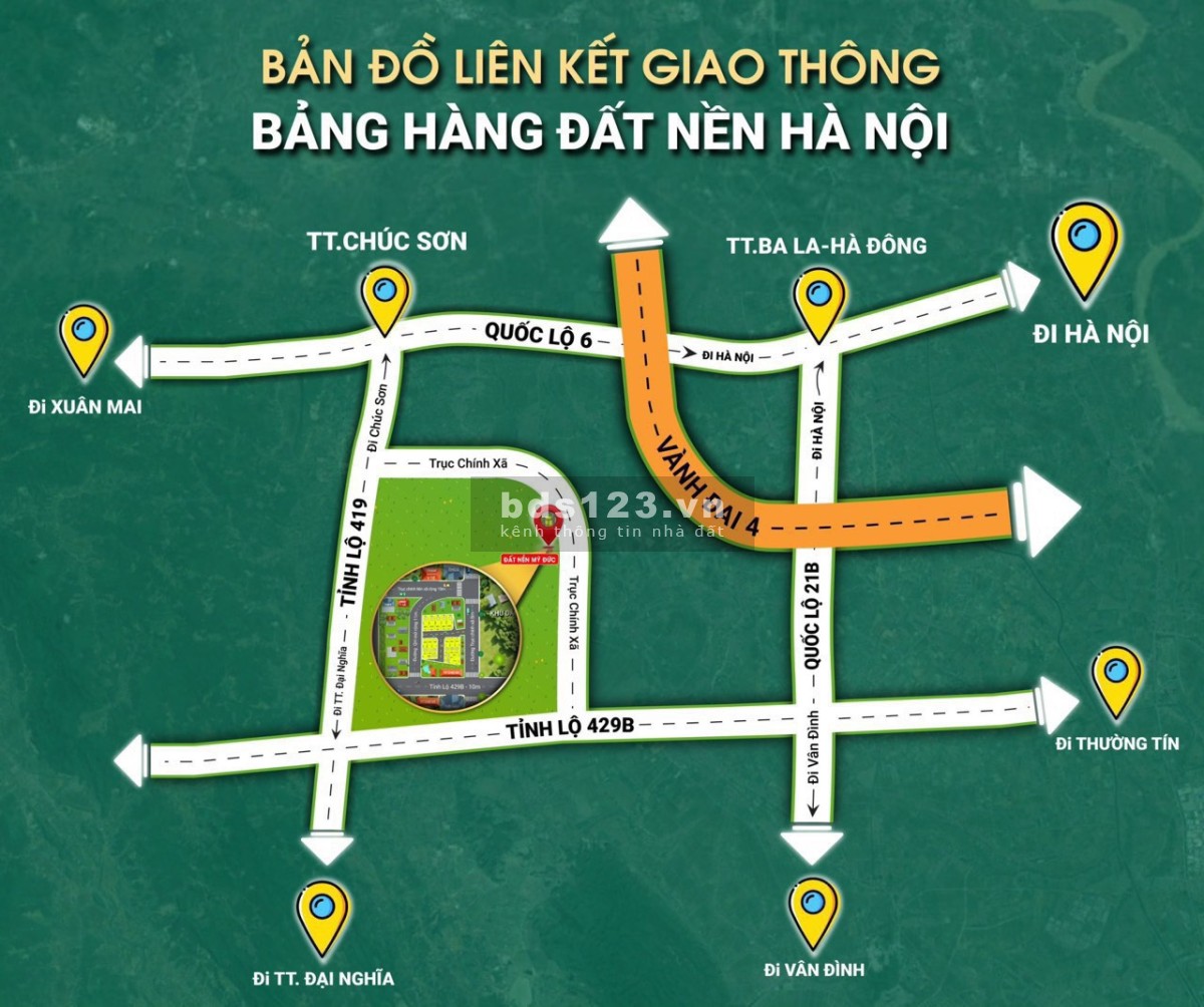 Bán đất 71,6m2, giá 565 triệu tại xã Bột Xuyên, Mỹ Đức. Cách Hà Đông 20km. Lh 0903222591