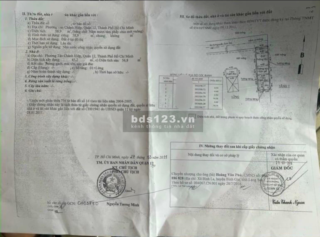 Ra gấp căn nhà Tô Kí, Tân Chánh Hiệp, Q12, Giá ngợp 625tr, 60m2,Sổ Sẵn.