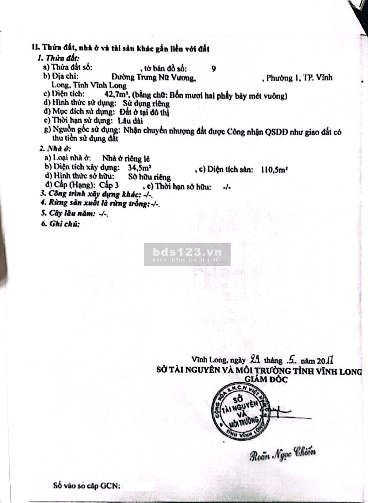 Bán nhà 1 trệt 1 lửng 1 lầu, phường 1, Vĩnh Long