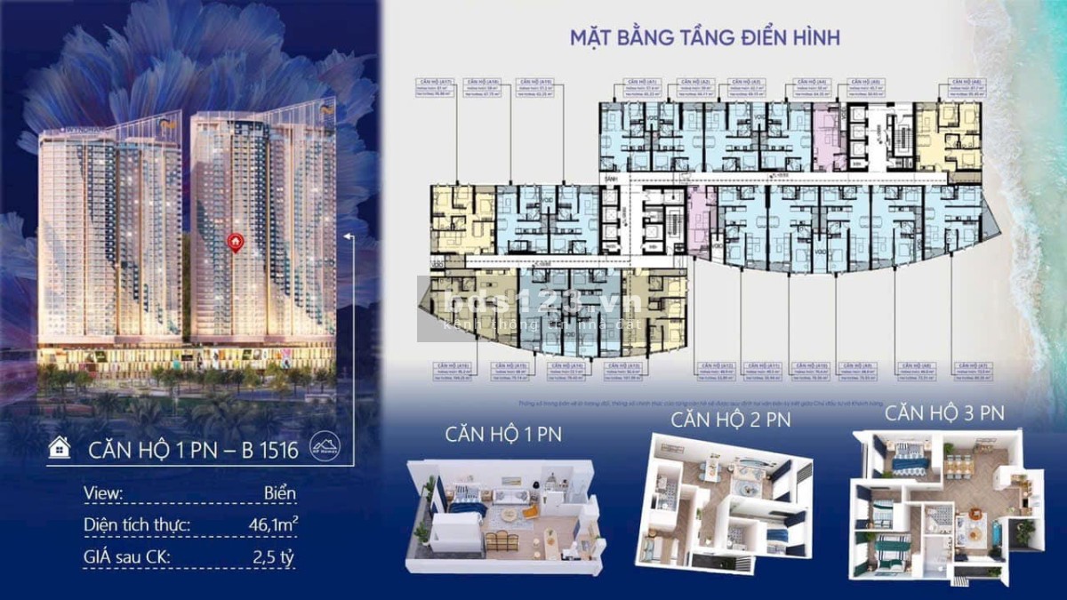 Căn hộ The Sailing 3 mặt tiền đường tại trung tâm TP Quy Nhơn - sở hữu lâu dài.