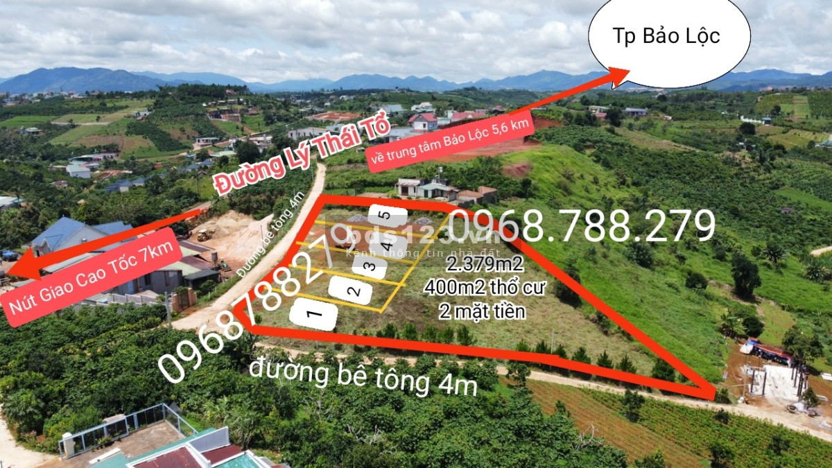 Bán Sỉ hoặc Lẻ 5 lô liền kề tại xã đambri Tp Bảo Lộc