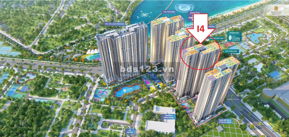 Bán căn hộ 1 Ngủ, tòa I4, 43m2, nội thất hiện đại, giá tốt nhất dự án: 2,16 tỷ đã gồm thuế phí